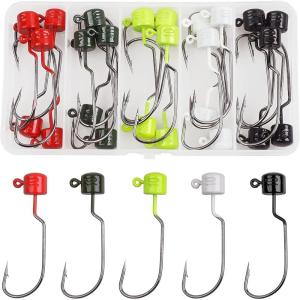 OROOTL Ned Rig Mushroom Jig Heads Kit, 25pcs Finesse Wide Gap Ned Hooks Weedless Ned Rig Jig Head Hooks Shroom Head Jigs for Bass Crappie Fishing 1/4 3/8 oz(3/8oz(10g)-25pcs)