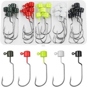 OROOTL Ned Rig Mushroom Jig Heads Kit, 25pcs Finesse Wide Gap Ned Hooks Weedless Ned Rig Jig Head Hooks Shroom Head Jigs for Bass Crappie Fishing 1/4 3/8 oz(1/4oz(7g)-25pcs)