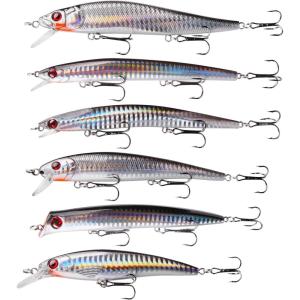 OROOTL Saltwater Fishing Lures Kit, 6 Pack Assorted Surf Fishing Jerkbait Minnow Lures Hard Baits Popper Plugs for Striped Bass Offshore Ocen Gear Tackle
