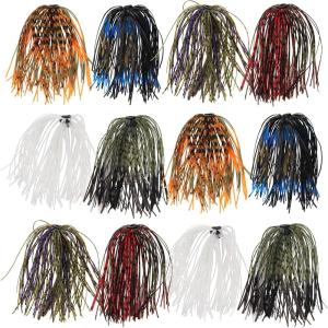 OROOTL Silicone Jig Skirts Spinnerbait Skirt Replacement Bass Fishing Lures for DIY Spinner Baits Buzzbaits Squid Jig Accessories(A-Skirts-12pcs)