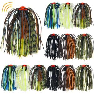 OROOTL Silicone Jig Skirts Spinnerbait Skirt Replacement Bass Fishing Lures for DIY Spinner Baits Buzzbaits Squid Jig Accessories(B-Skirts with Rattles-12pcs)