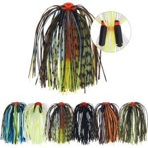 OROOTL Silicone Jig Skirts Spinnerbait Skirt Replacement Bass Fishing Lures for DIY Spinner Baits Buzzbaits Squid Jig Accessories(B-Skirts with Rattles-6pcs)