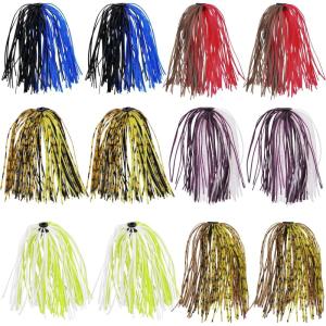 OROOTL Silicone Jig Skirts Spinnerbait Skirt Replacement Bass Fishing Lures for DIY Spinner Baits Buzzbaits Squid Jig Accessories(C-Skirts-12pcs)