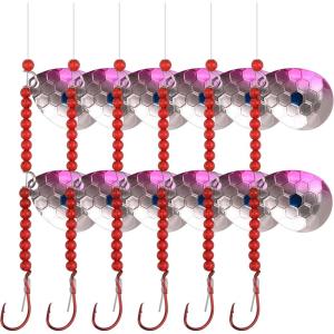 OROOTL Walleye Rigs Kit, 6pcs Walleye Fishing Lures Crawler Harness Colorado Spinner Blade Pre-Rigged Live Bait Rigs Spinnerbaits Freshwater Saltwater(Color C-6pcs)