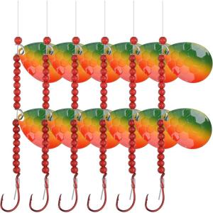 OROOTL Walleye Rigs Kit, 6pcs Walleye Fishing Lures Crawler Harness Colorado Spinner Blade Pre-Rigged Live Bait Rigs Spinnerbaits Freshwater Saltwater(Color E-6pcs)