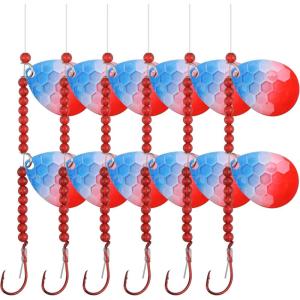 OROOTL Walleye Rigs Kit, 6pcs Walleye Fishing Lures Crawler Harness Colorado Spinner Blade Pre-Rigged Live Bait Rigs Spinnerbaits Freshwater Saltwater(Color D-6pcs)