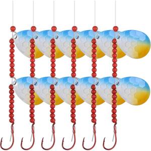 OROOTL Walleye Rigs Kit, 6pcs Walleye Fishing Lures Crawler Harness Colorado Spinner Blade Pre-Rigged Live Bait Rigs Spinnerbaits Freshwater Saltwater(Color A-6pcs)