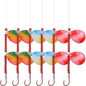 OROOTL Walleye Rigs Kit, 6pcs Walleye Fishing Lures Crawler Harness Colorado Spinner Blade Pre-Rigged Live Bait Rigs Spinnerbaits Freshwater Saltwater(Mixed A+B+E-6pcs)