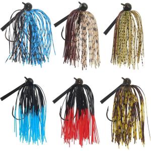 OROOTL Weedless Football Jigs for Bass Fishing, 6pcs Bass Jig Fishing Lures Kit with Weed Guard Flipping Swim Jig Heads and Silicone Skirts 1/4oz 3/8oz(1/4oz)
