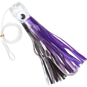 Saltwater Fishing Lures 6/9inch Trolling Lures for Marlin Mahi Tuna Dolphin Shark Big Game Deep Sea Fishing Baits Squid Skirts Rigged Hooks Ocean Gear Tackle(Purple-1pcs)