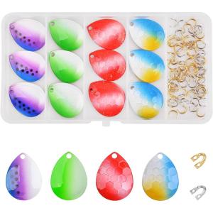 Spinner Blades Fishing Clevis Kit, 120pcs Fishing Blades Spinner Clevis Set Colorado Blades Easy Spin Brass Clevis Fishing Lure Making Accessories for Walleye Rig Spoon Inline Spinnerbaits