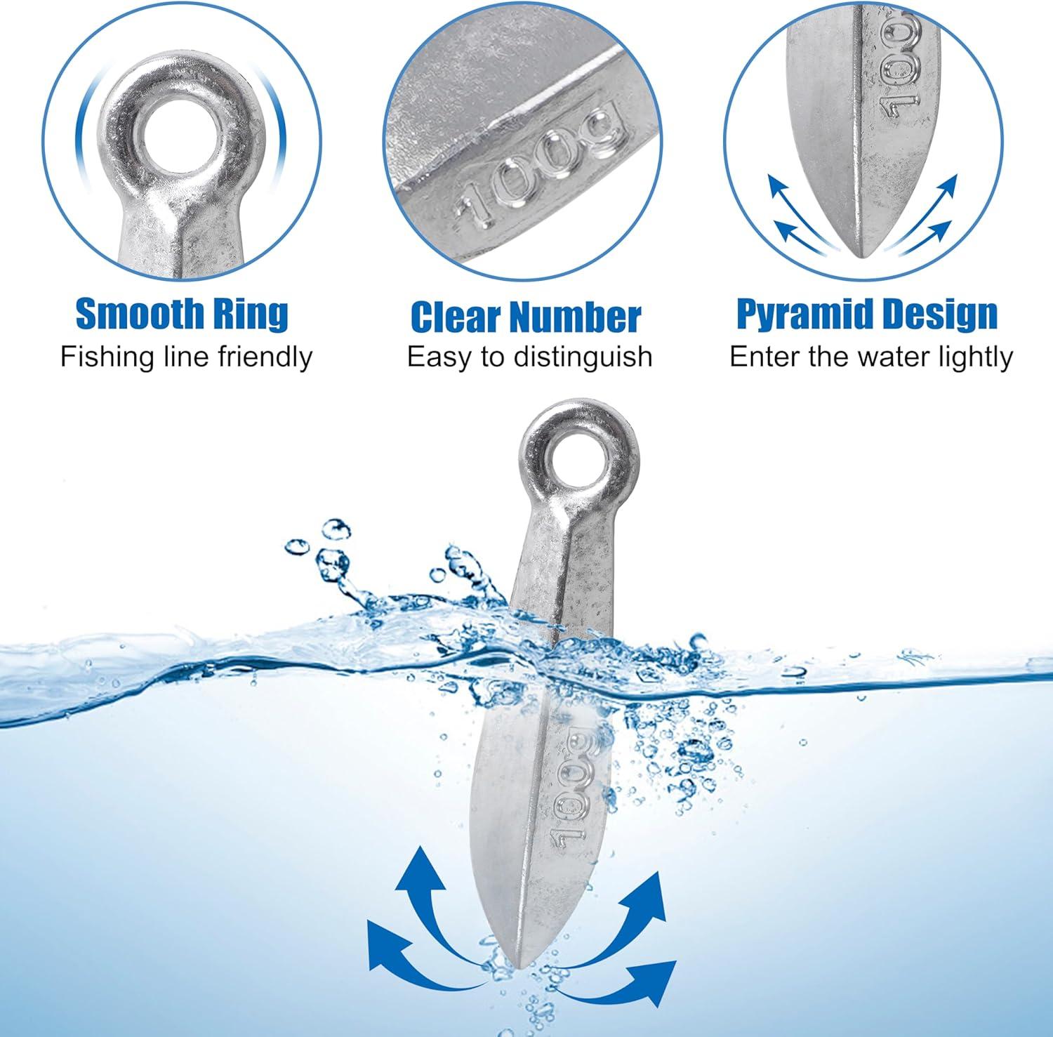 imageBank Sinkers Fishing Weights Saltwater Surf Fishing Weights Catfish Bullet Sinker Weights for Ocean Surf Fishing Bottom Rigs Catfishing Gear TackleMix Size3pcs1pcsSize