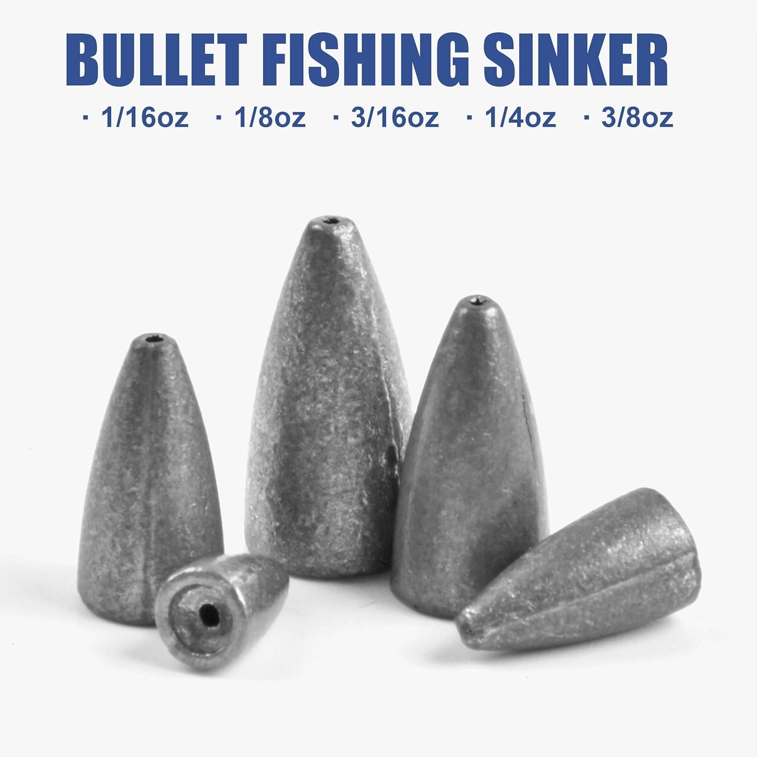 imageBullet Sinkers Fishing Weights Kit 2983pcs Fishing Sinkers Weights Set Assorted Slip Sinker Worm Weights for Bass Fishing Saltwater Freshwater29pcsunpainted
