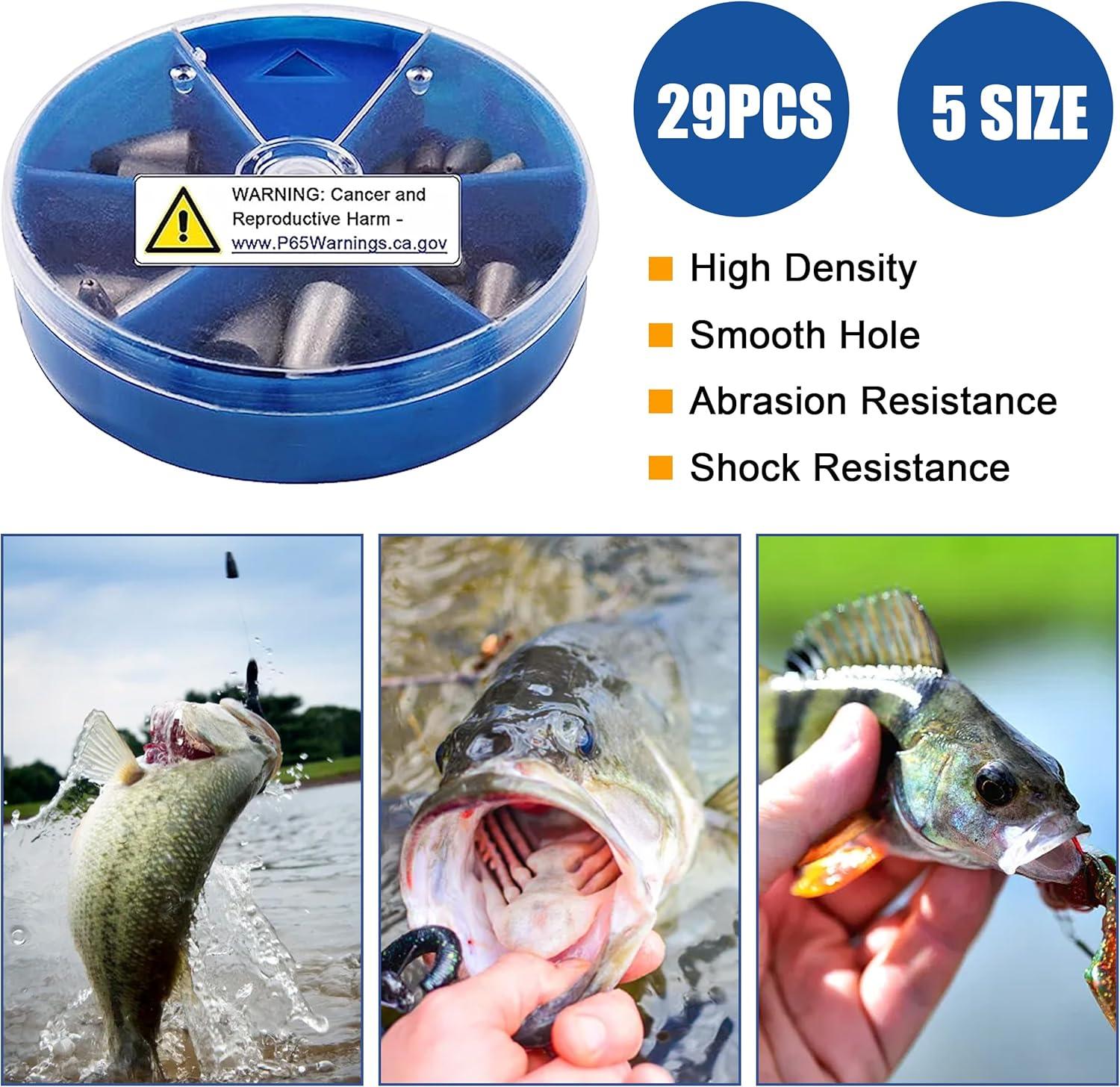 imageBullet Sinkers Fishing Weights Kit 2983pcs Fishing Sinkers Weights Set Assorted Slip Sinker Worm Weights for Bass Fishing Saltwater Freshwater29pcsunpainted