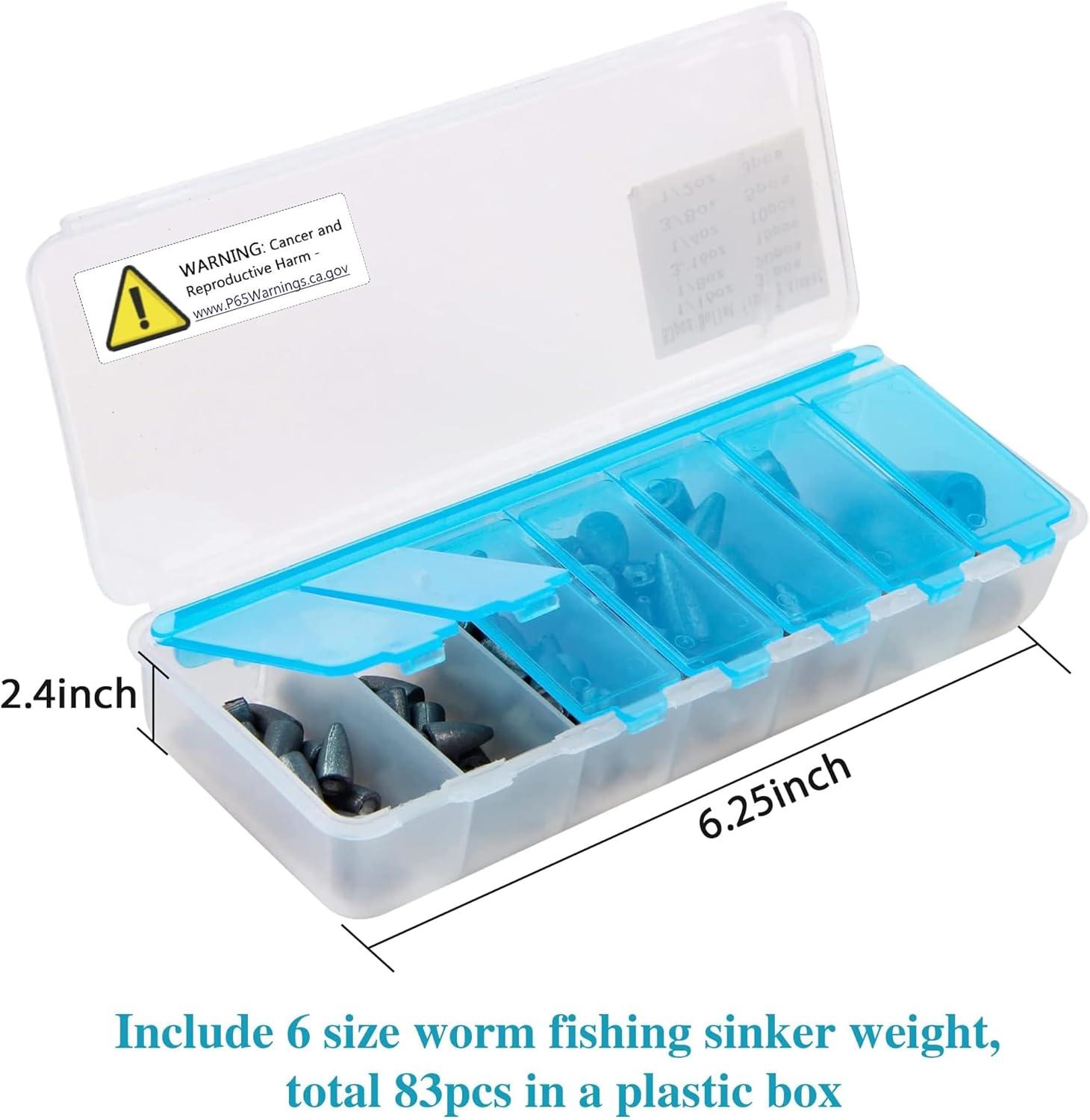 imageBullet Sinkers Fishing Weights Kit 2983pcs Fishing Sinkers Weights Set Assorted Slip Sinker Worm Weights for Bass Fishing Saltwater Freshwater83pcsunpainted