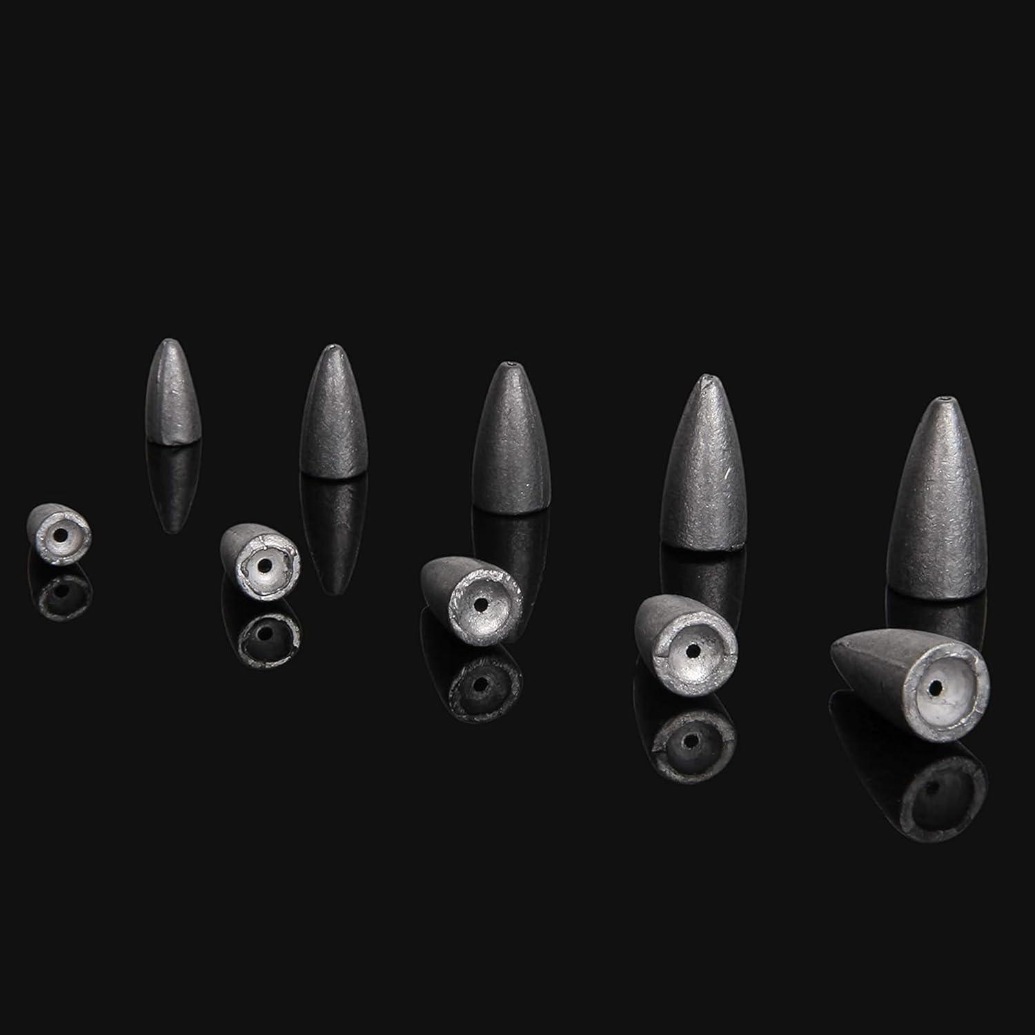 imageBullet Sinkers Fishing Weights Kit 2983pcs Fishing Sinkers Weights Set Assorted Slip Sinker Worm Weights for Bass Fishing Saltwater Freshwater83pcsunpainted