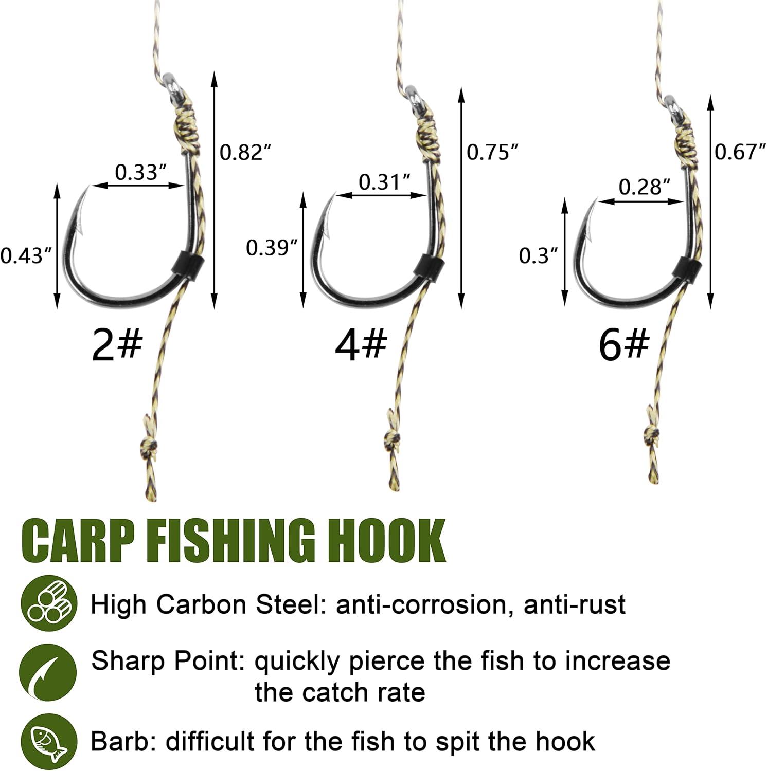 imageCarp Fishing Hair Rigs Kit 18pcs High Carbon Steel Hook Rolling Swivel Boilies Carp Fishing Rigs with 2 Card Boilie Bait Stops 4 Sizes Stringer Needles 30pcs Soft Corn Baits