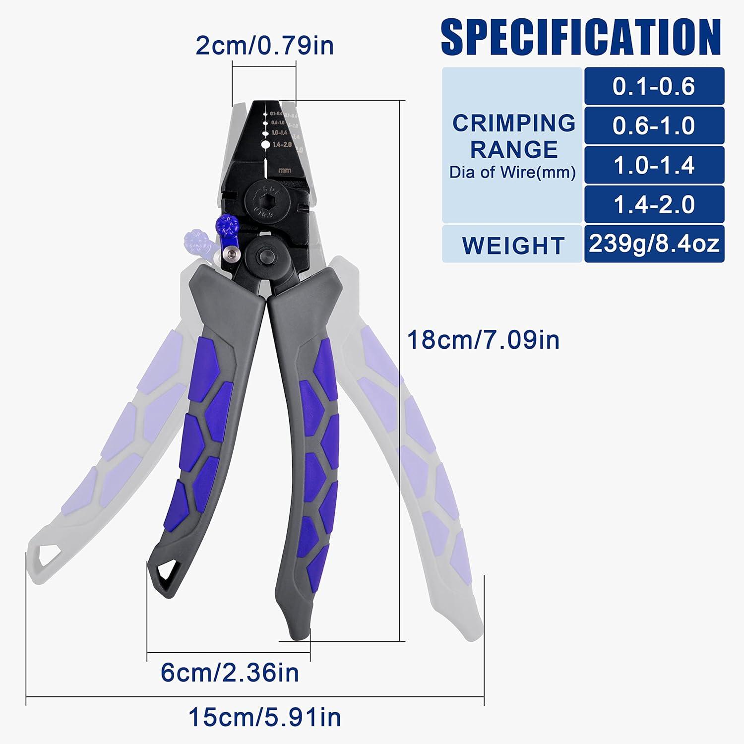 imageCrimping Tool Pliers with Cutter Portable Wire Crimper Tool EffortSaving Fishing Crimping Pliers High Carbon Steel Fishing Pliers Wire Cutters Terminal Wire Crimp Tool