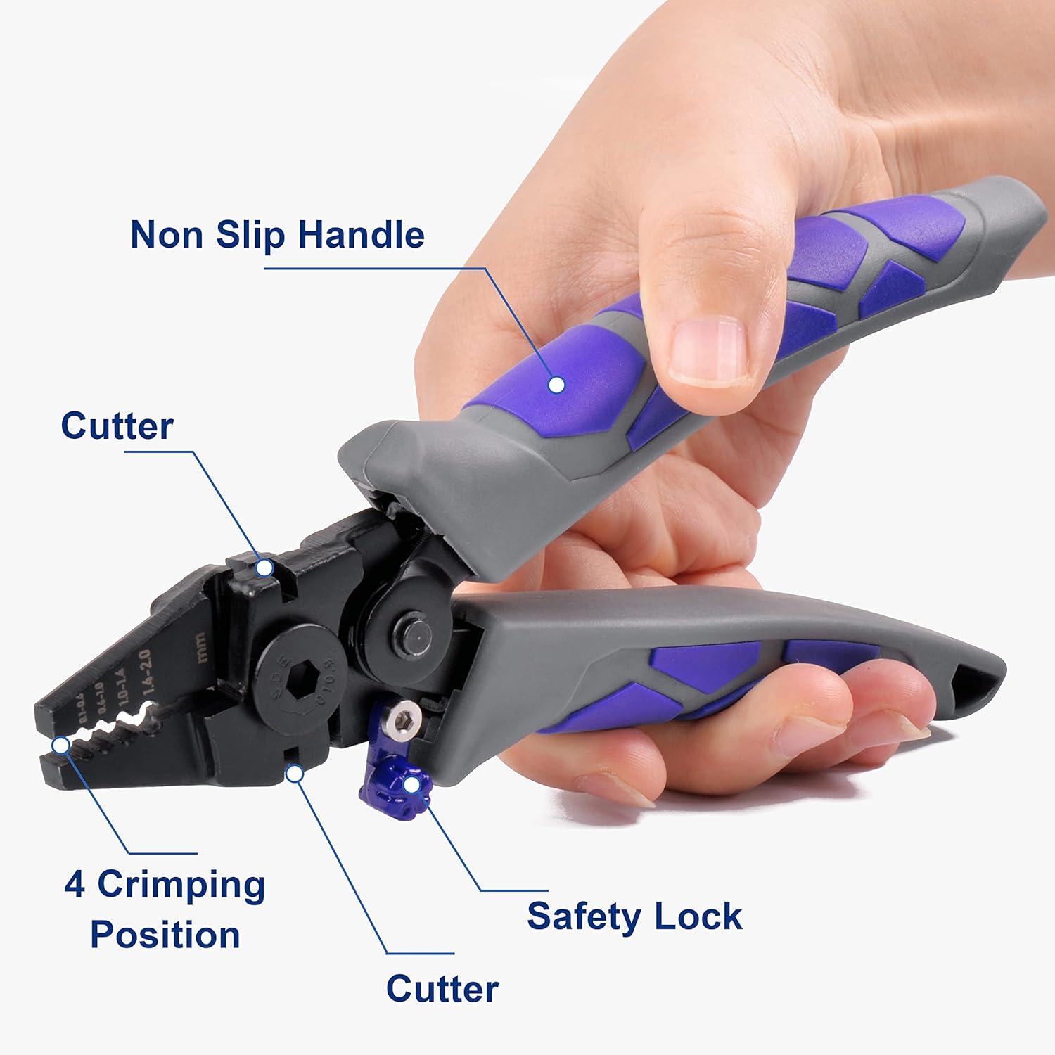 imageCrimping Tool Pliers with Cutter Portable Wire Crimper Tool EffortSaving Fishing Crimping Pliers High Carbon Steel Fishing Pliers Wire Cutters Terminal Wire Crimp Tool