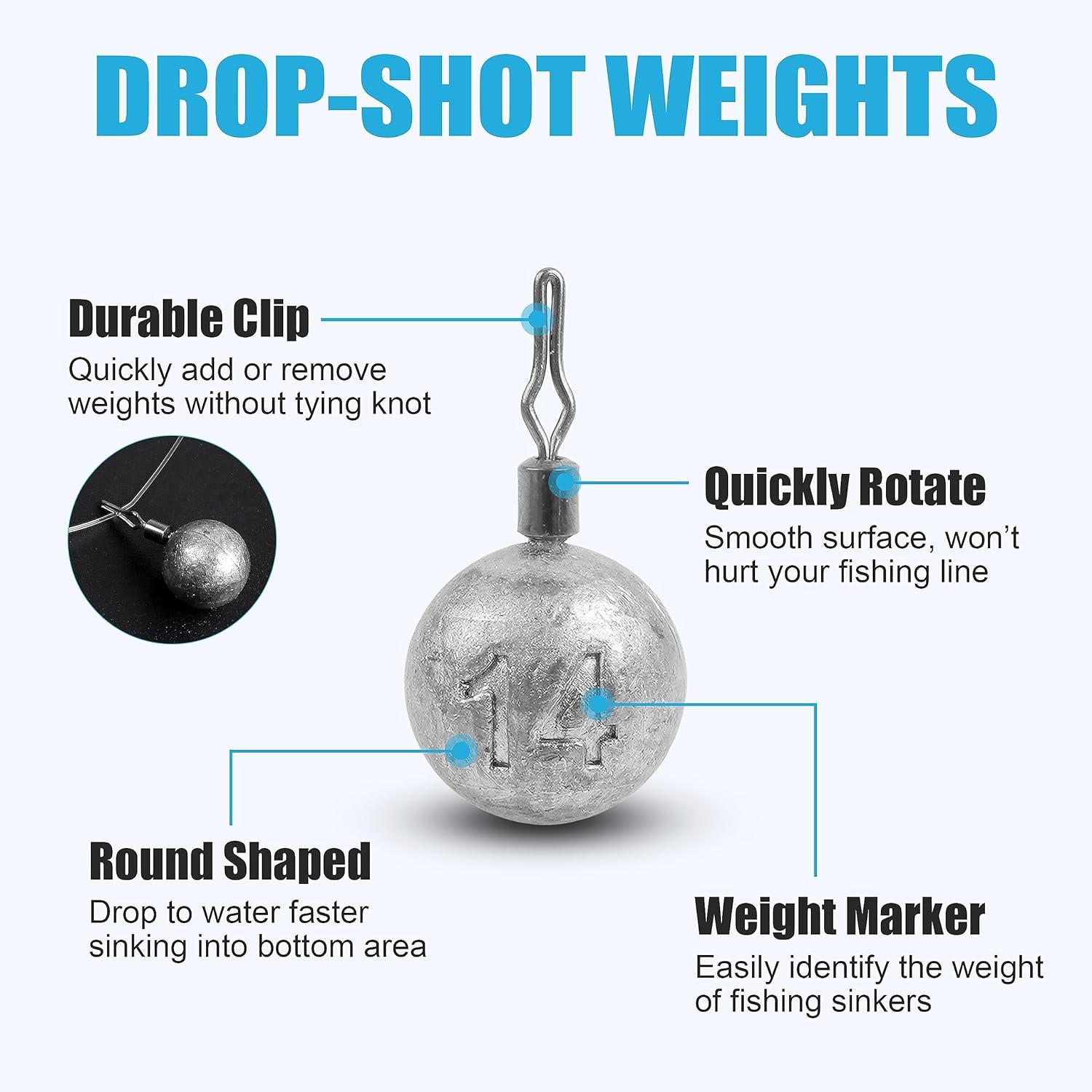 imageDrop Shot Weights Fishing Sinkers for Bass Fishing Skinny Sinkers with Barrel Swivels Drop Shot Rig Weights for Freshwater Saltwater12oz14g30pcs