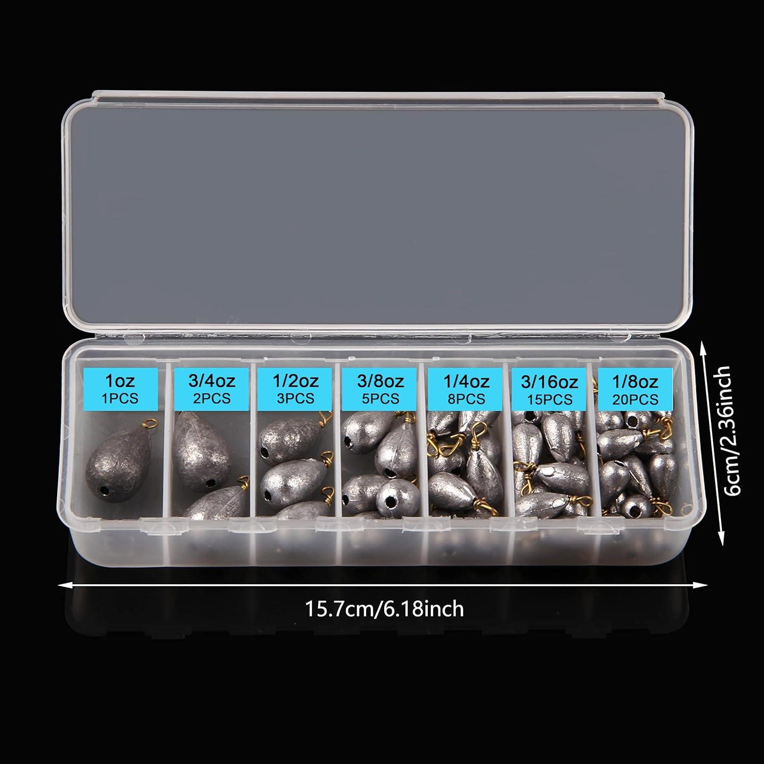 imageFishing Weights Bell Sinkers Kit 54pcs Assorted Bass Casting Sinker Drop Shot Weights with Brass Swivels Fishing Sinkers Weights for Saltwater Freshwater Catfish Fishing