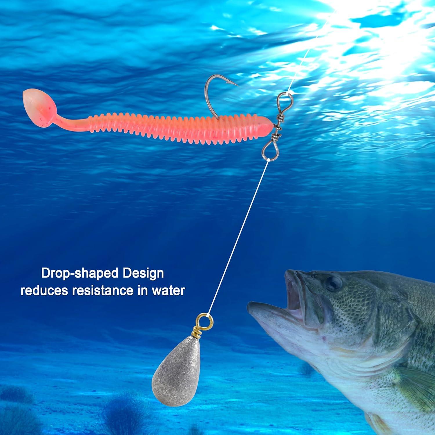 imageFishing Weights Bell Sinkers Kit 54pcs Assorted Bass Casting Sinker Drop Shot Weights with Brass Swivels Fishing Sinkers Weights for Saltwater Freshwater Catfish Fishing