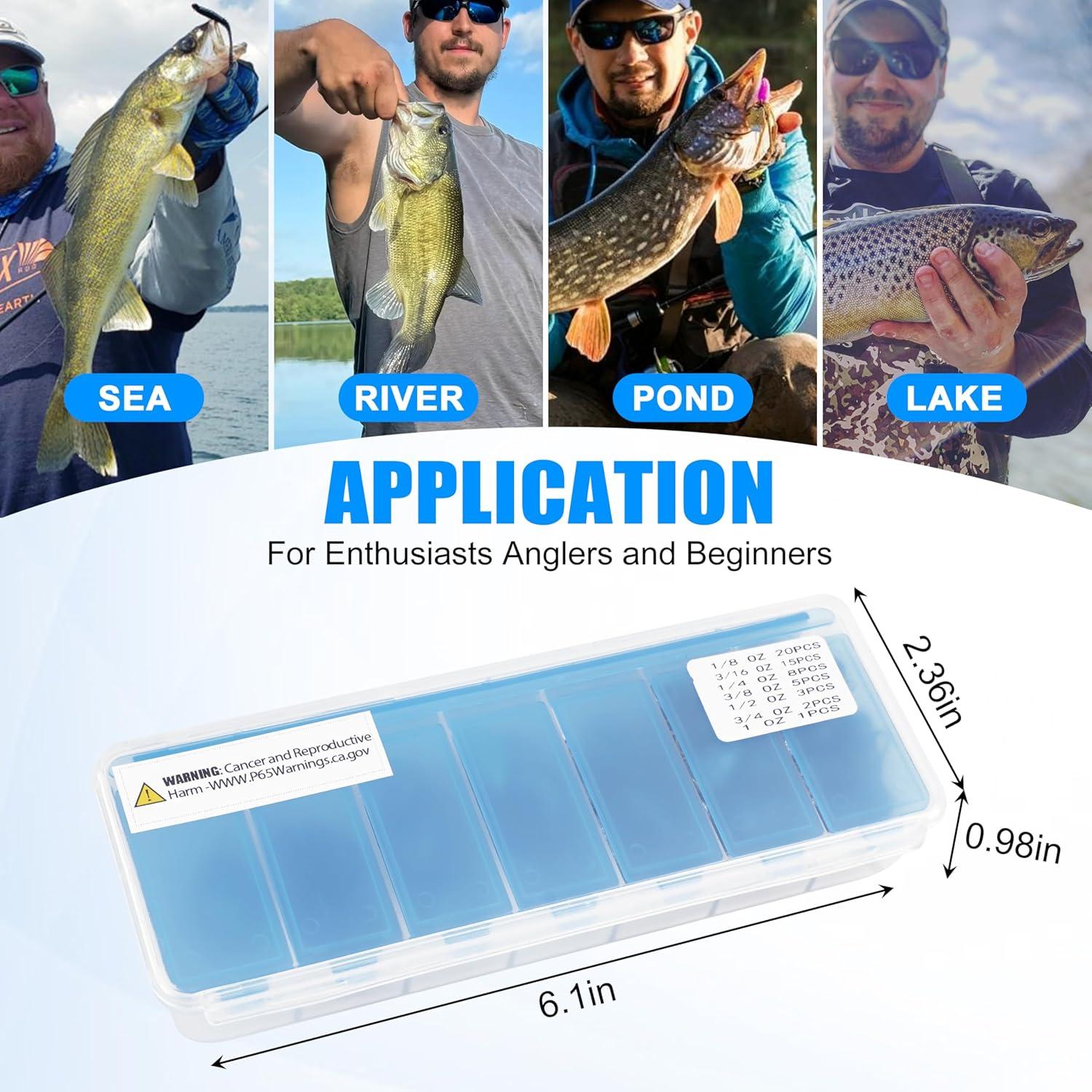 imageFishing Weights Bell Sinkers Kit 54pcs Assorted Bass Casting Sinker Drop Shot Weights with Brass Swivels Fishing Sinkers Weights for Saltwater Freshwater Catfish Fishing