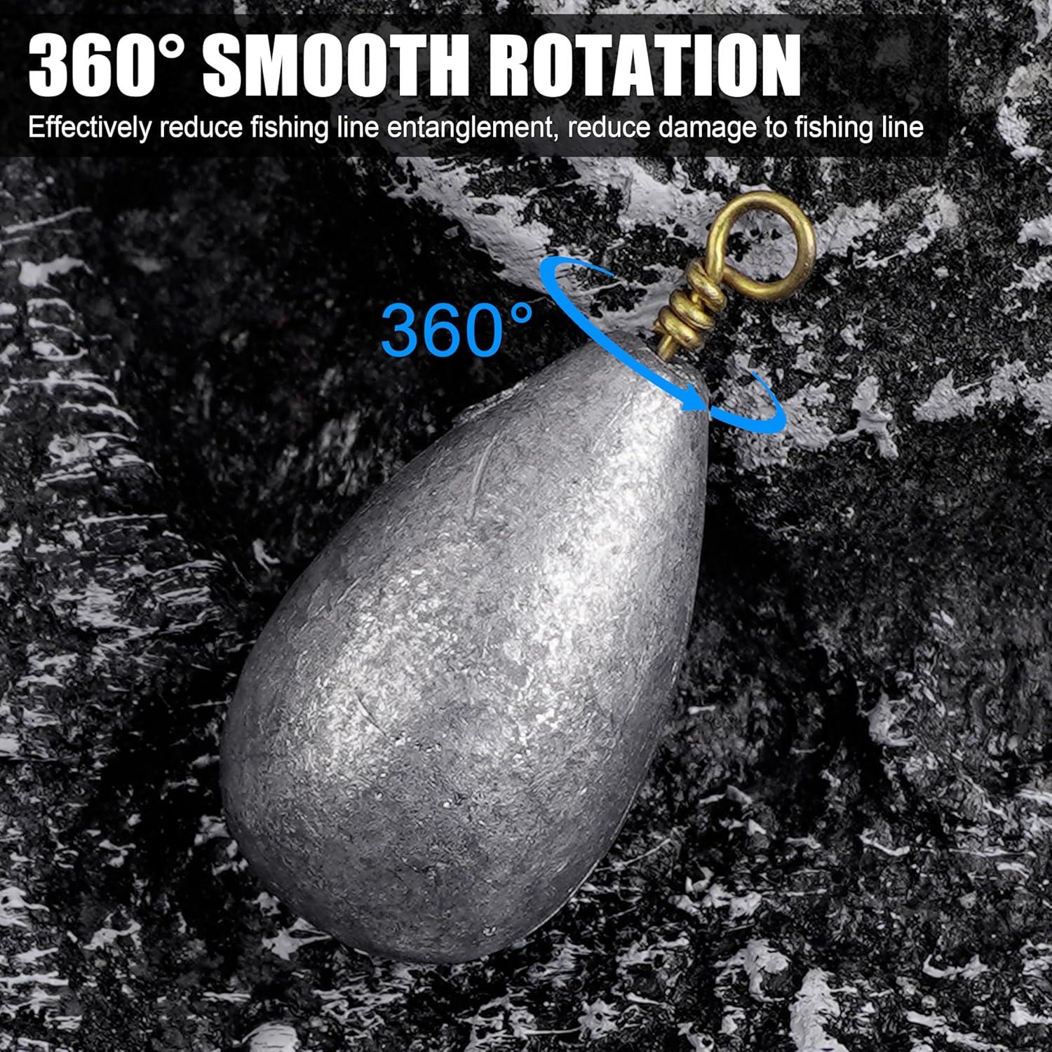 imageFishing Weights Bell Sinkers Kit 54pcs Assorted Bass Casting Sinker Drop Shot Weights with Brass Swivels Fishing Sinkers Weights for Saltwater Freshwater Catfish Fishing