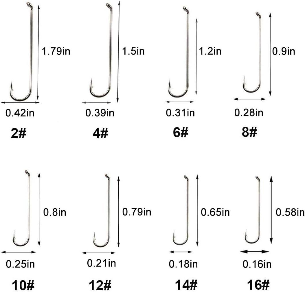 imageFly Tying Fishing Hooks Set 500pcs Barbed Streamer Hooks High Carbon Steel Aberdeen Hooks Long Shank Jig Nymph Hook Dry Fly Hooks Fishing Tackle Box