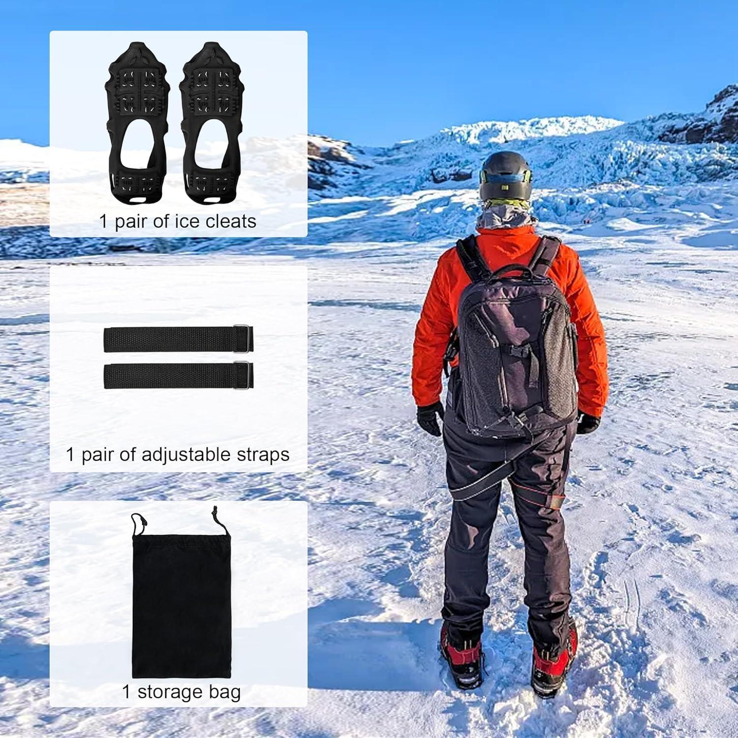 imageIce Cleats Crampons for Shoes and Boots Anti Slip Snow Cleats Ice Shoes Grippers 24 Studs Crampons for Hiking Boots Women Men Ice Fishing Winter Walking JoggingMedium 557 men7585 women