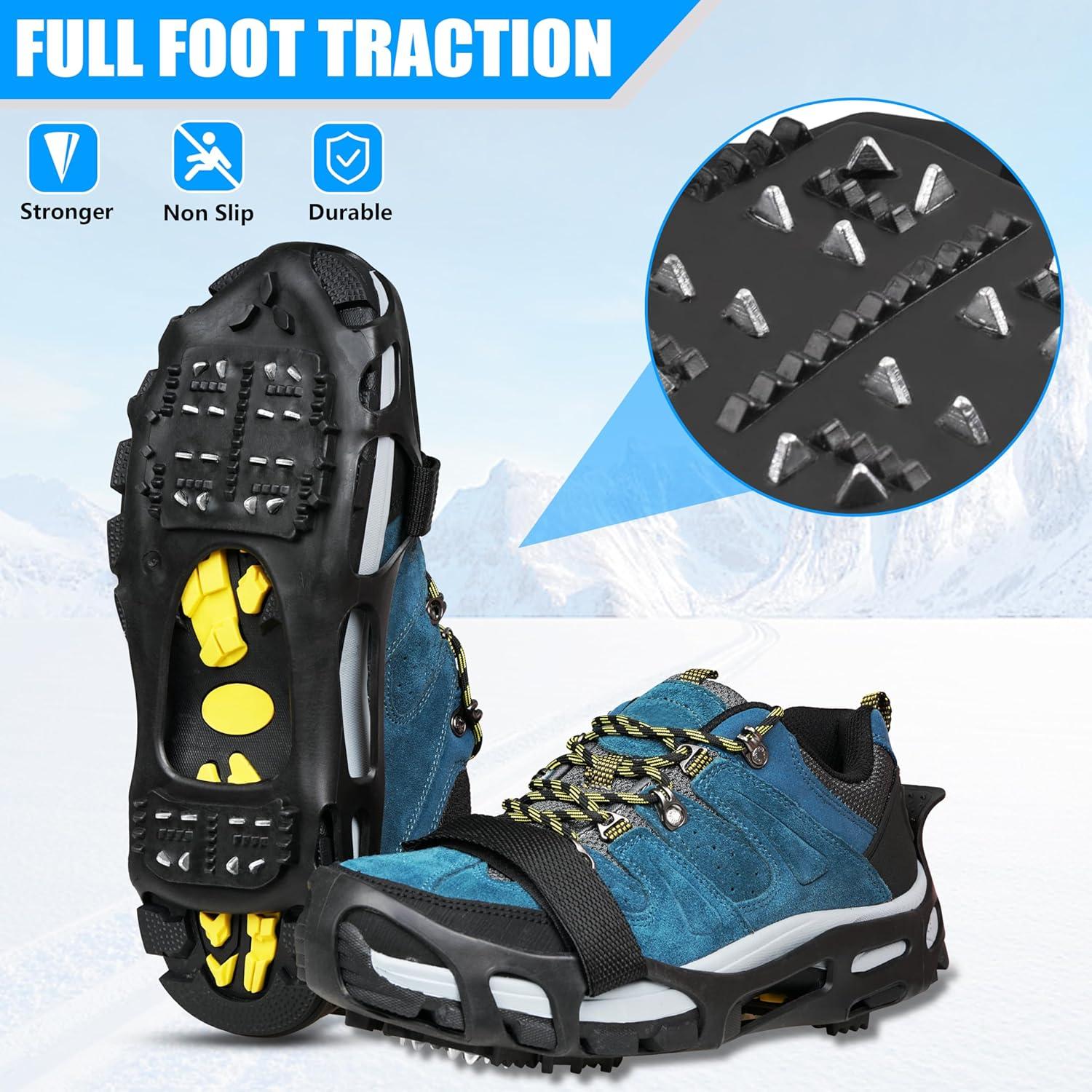 imageIce Cleats Crampons for Shoes and Boots Anti Slip Snow Cleats Ice Shoes Grippers 24 Studs Crampons for Hiking Boots Women Men Ice Fishing Winter Walking JoggingMedium 557 men7585 women