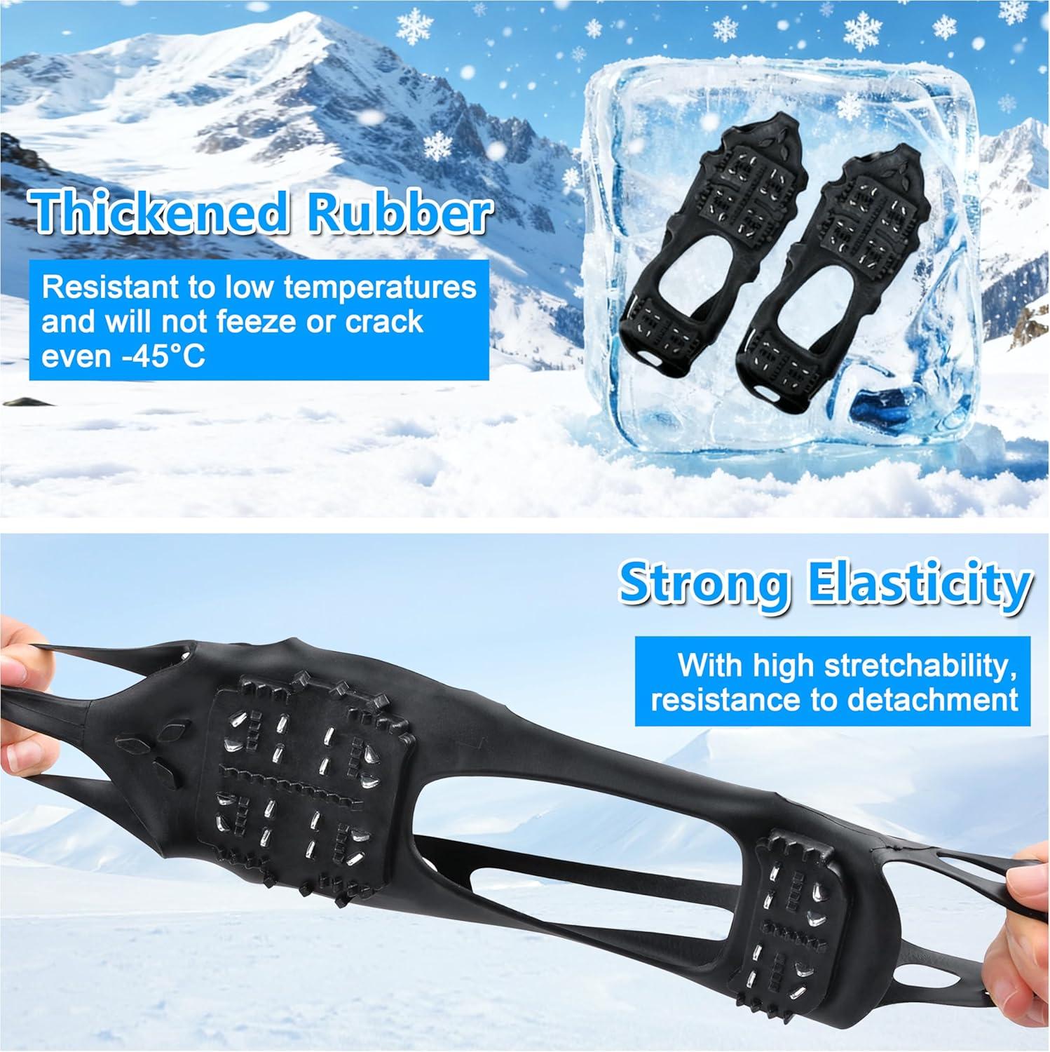 imageIce Cleats Crampons for Shoes and Boots Anti Slip Snow Cleats Ice Shoes Grippers 24 Studs Crampons for Hiking Boots Women Men Ice Fishing Winter Walking JoggingMedium 557 men7585 women