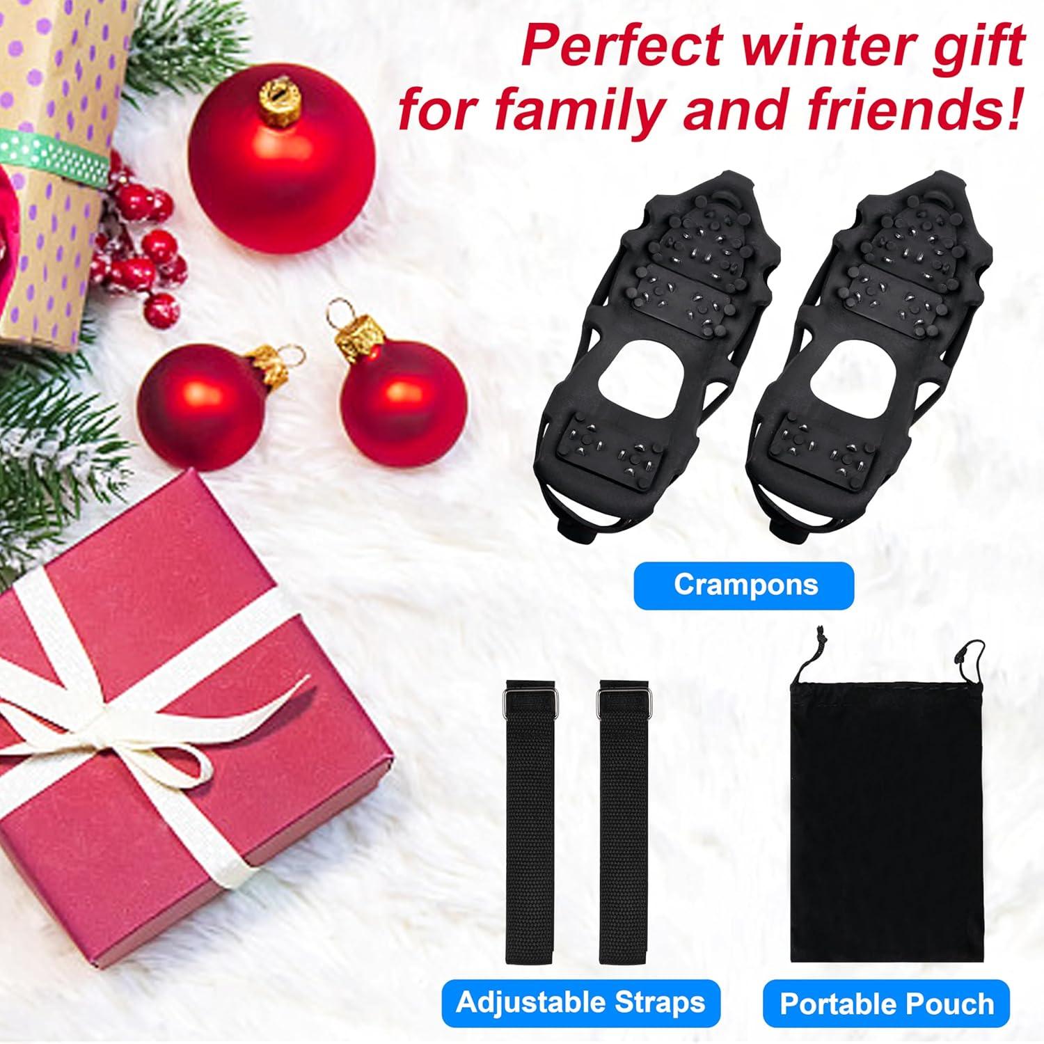 imageIce Cleats for Shoes and Boots Non Slip Crampons Ice Shoes Grippers 28 Studs Snow Cleats for Women Men Ice ampamp Snow Cleats with Adjustable Straps for Winter Hiking Walking Ice FishingMedium 557 men785 women