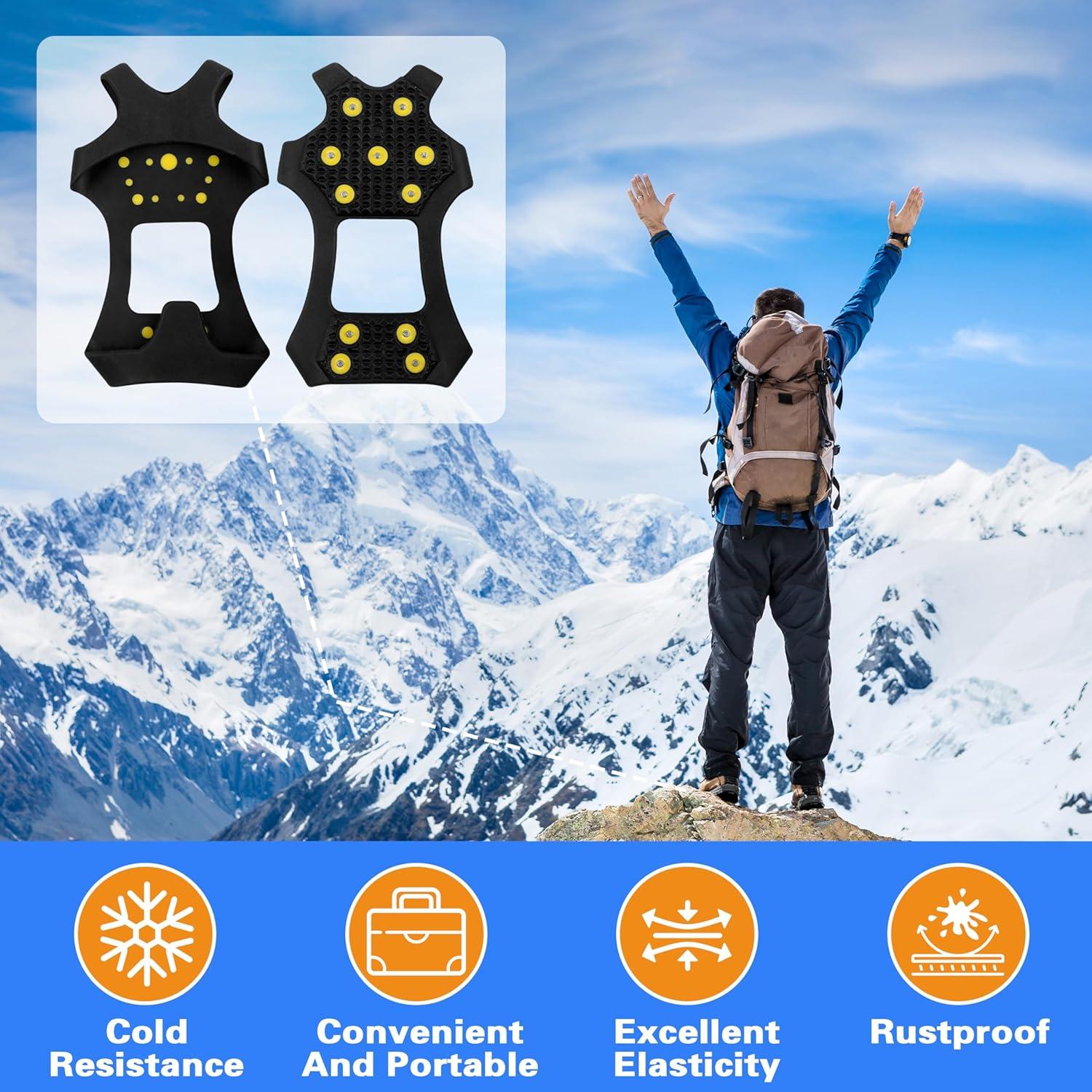 imageIce Cleats for Shoes and Boots Walk Traction Snow Cleats Crampons Anti Slip 11 Studs Ice Shoes Grippers for Women Men Ice Fishing Walking on Snow IceMedium 5585 Men 710 Women