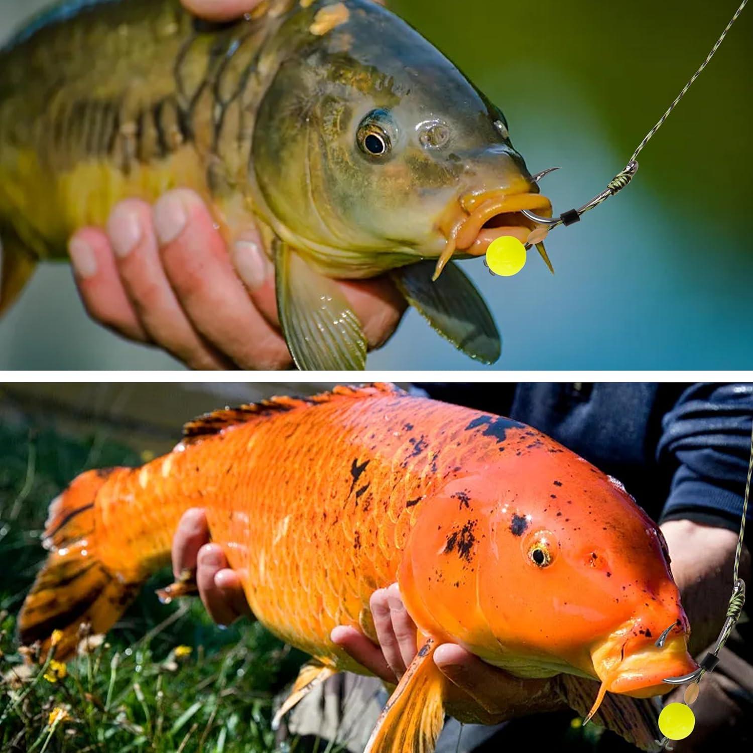 imageOROOTL Carp Fishing Hair Rigs 18PCS Curved Barbed Carp Hooks Freshwater Carp Fishing Gear with AntiTangle Rolling Swivel Boilies Braided Thread Line Hair Rigs for Carp Fishing Size246