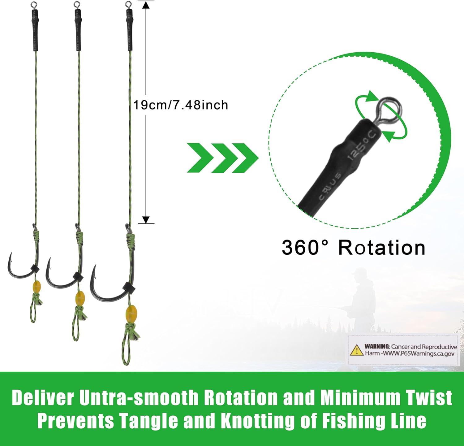 imageOROOTL Carp Fishing Hair Rigs 18PCS Curved Barbed Carp Hooks Freshwater Carp Fishing Gear with AntiTangle Rolling Swivel Boilies Braided Thread Line Hair Rigs for Carp Fishing Size246