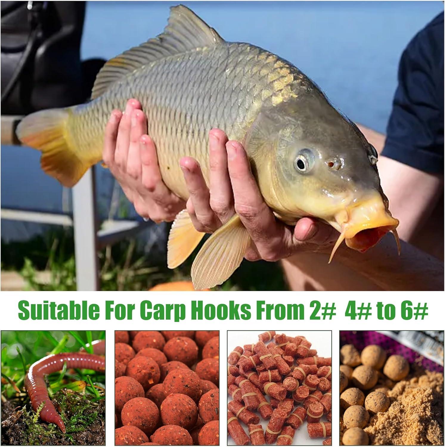 imageOROOTL Carp Fishing Hair Rigs 18PCS Curved Barbed Carp Hooks Freshwater Carp Fishing Gear with AntiTangle Rolling Swivel Boilies Braided Thread Line Hair Rigs for Carp Fishing Size246