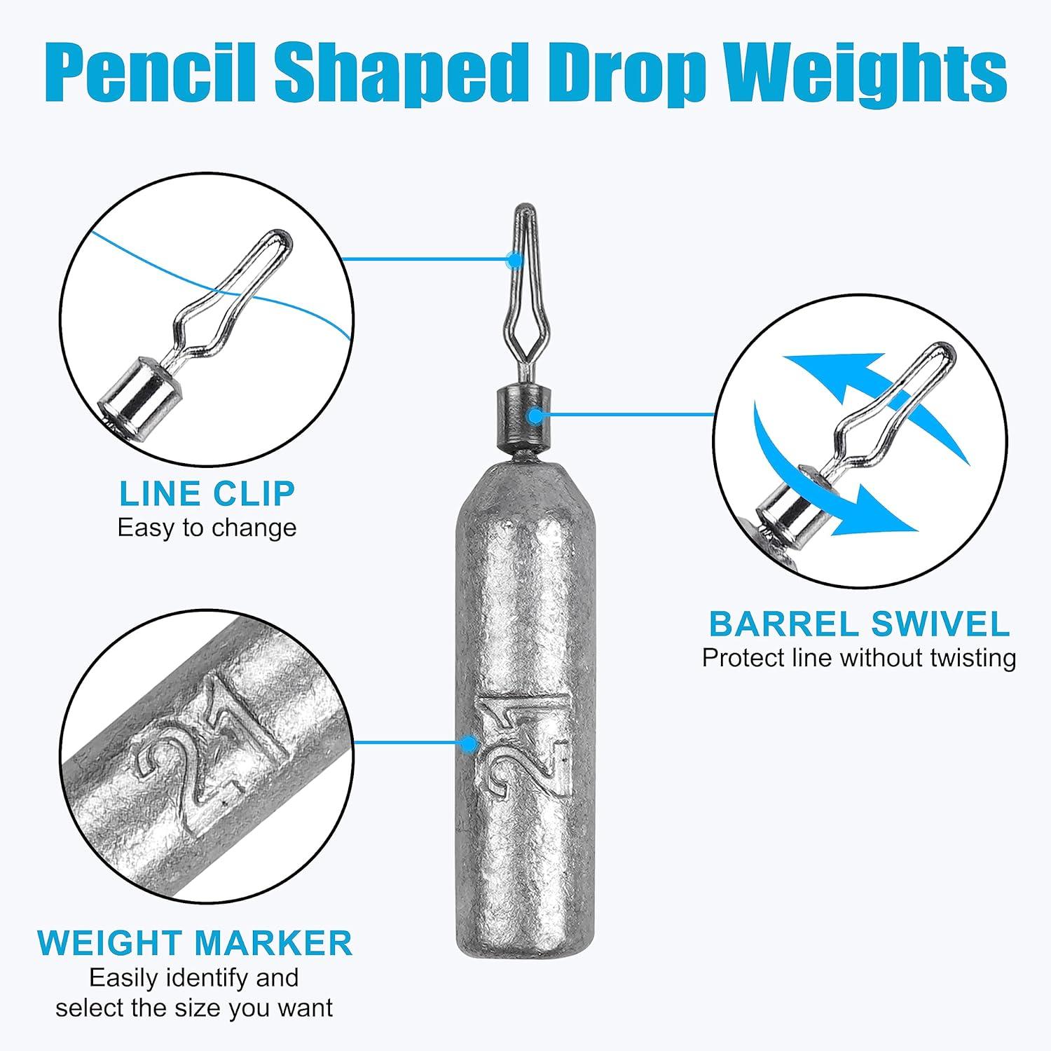 imageOROOTL Drop Shot Weights Fishing Sinkers 30pcs Pencil Skinny Sinkers Kit Drop Shot Rig Weight with Barrel Swivel for Bass Fishing Freshwater SaltwaterMixed Size30pcs
