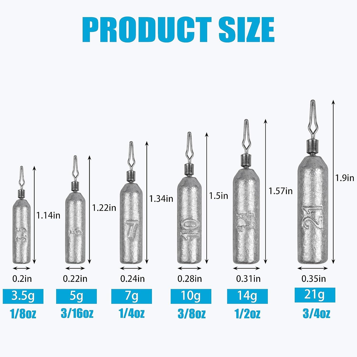 imageOROOTL Drop Shot Weights Fishing Sinkers 30pcs Pencil Skinny Sinkers Kit Drop Shot Rig Weight with Barrel Swivel for Bass Fishing Freshwater SaltwaterMixed Size30pcs
