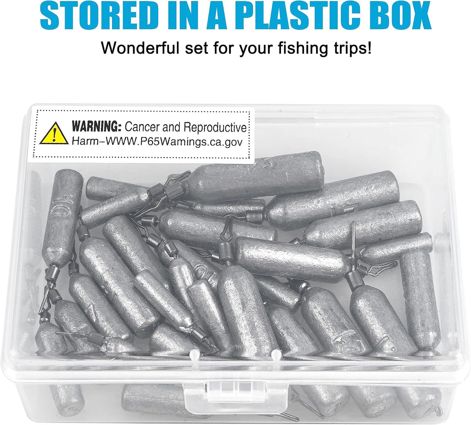 imageOROOTL Drop Shot Weights Fishing Sinkers 30pcs Pencil Skinny Sinkers Kit Drop Shot Rig Weight with Barrel Swivel for Bass Fishing Freshwater SaltwaterMixed Size30pcs