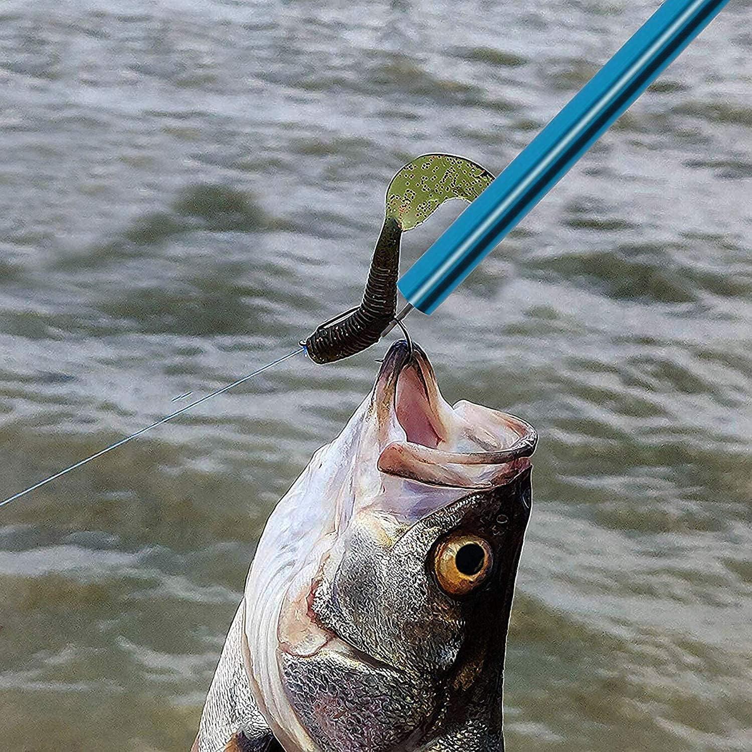 imageOROOTL Fish Hook Remover Tool Extractor Portable Easy Squeeze Out Fishing Hook Separator Aluminum Fish Dehooker Removal Puller for Saltwater Freshwater FishingBlue