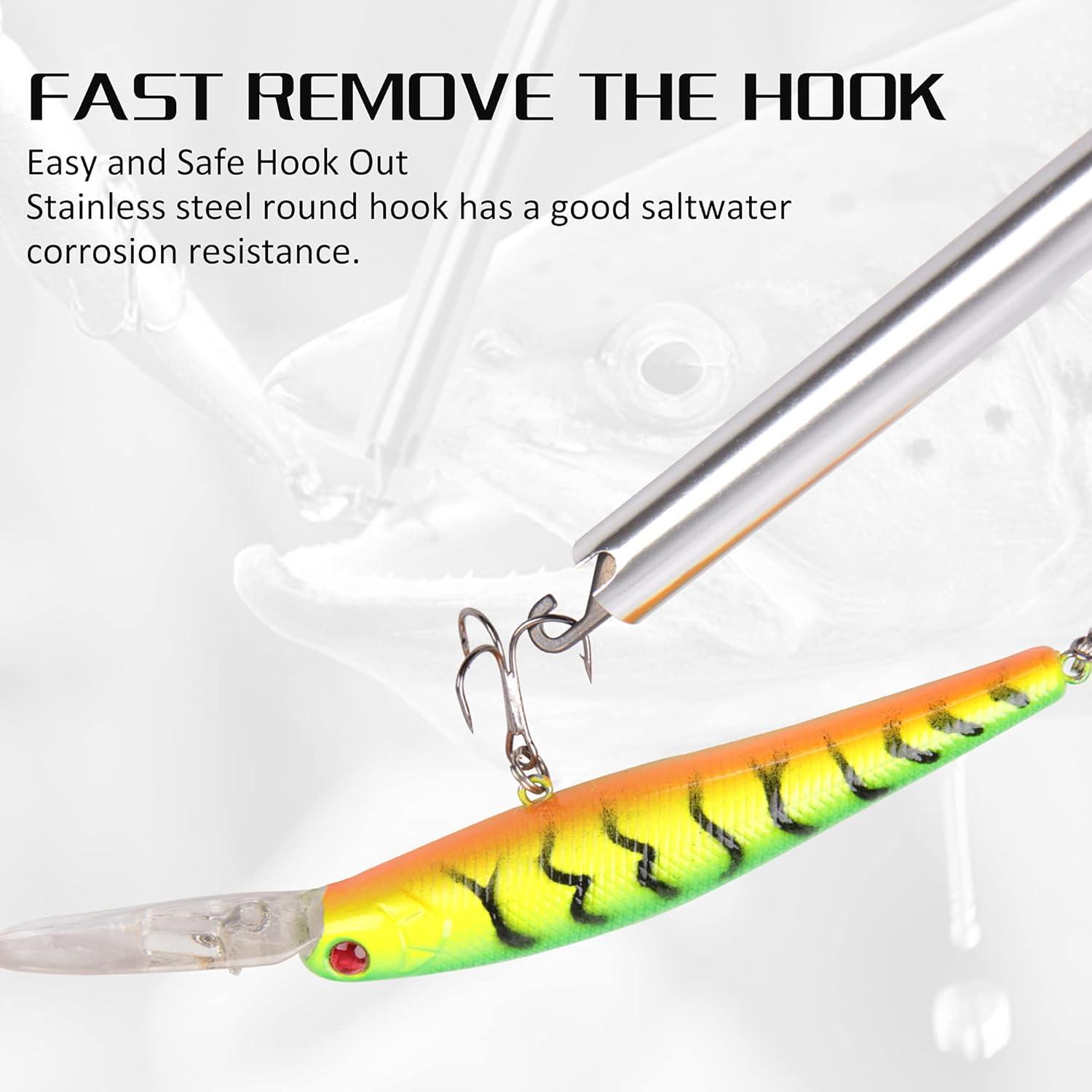 imageOROOTL Fish Hook Remover Tool Extractor Portable Easy Squeeze Out Fishing Hook Separator Aluminum Fish Dehooker Removal Puller for Saltwater Freshwater FishingSilver