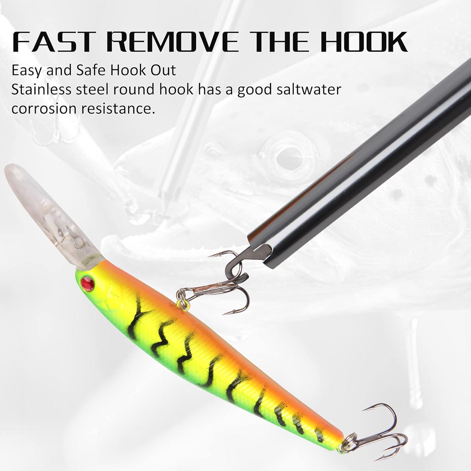 imageOROOTL Fish Hook Remover Tool Extractor Portable Easy Squeeze Out Fishing Hook Separator Aluminum Fish Dehooker Removal Puller for Saltwater Freshwater FishingBlack