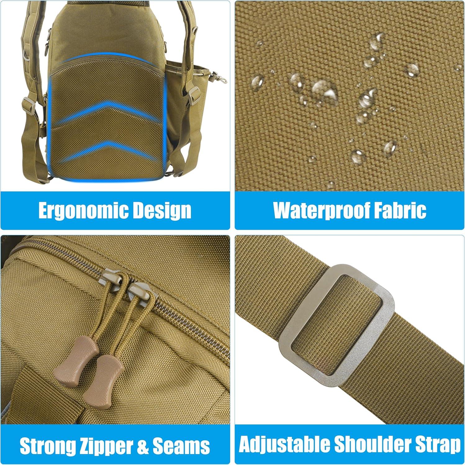 imageOROOTL Fishing Backpack Tackle Bag with Rod Holder Waterproof Fishing Sling Bag Storage Backpack Ideal Gifts for Men SmallSmall