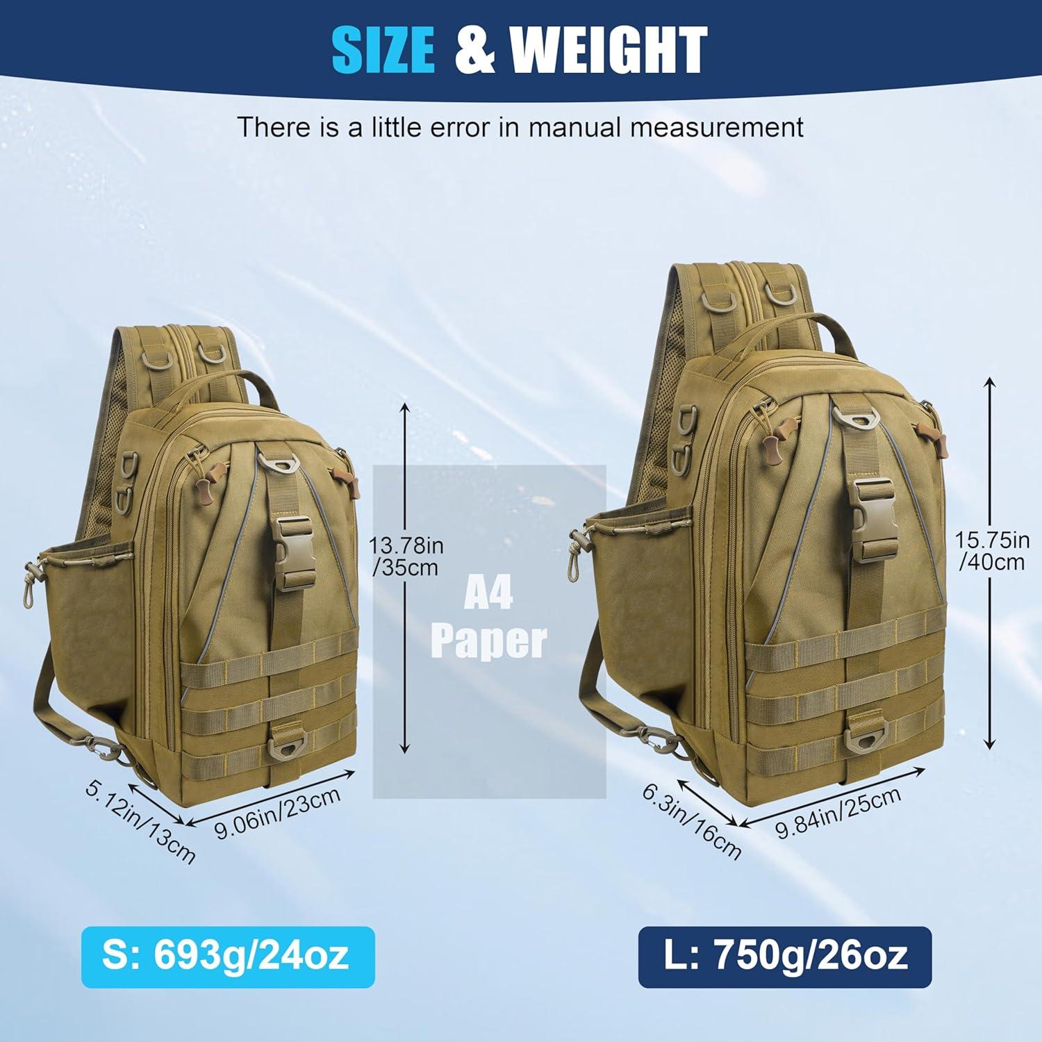 imageOROOTL Fishing Backpack Tackle Bag with Rod Holder Waterproof Fishing Sling Bag Storage Backpack Ideal Gifts for Men SmallSmall