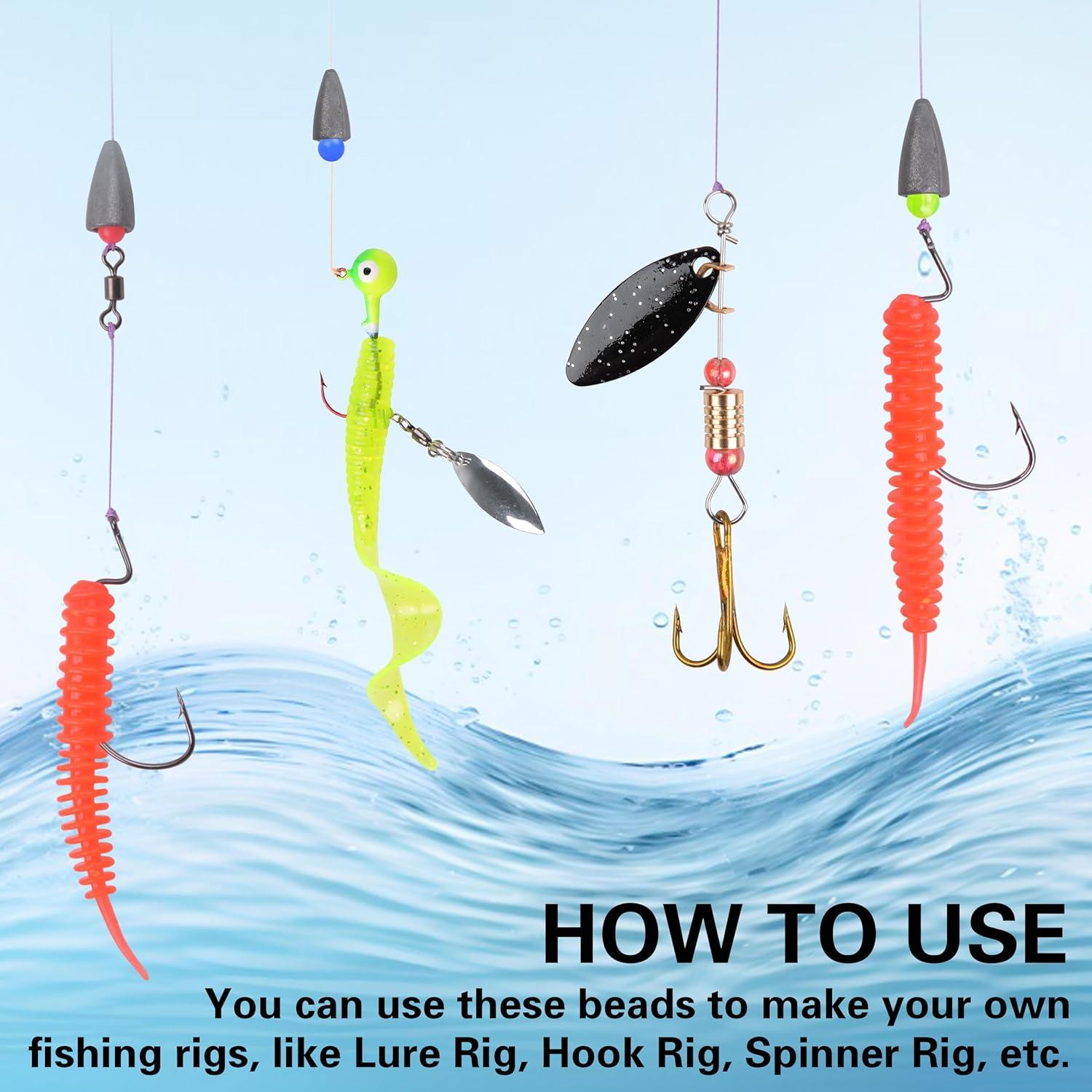 imageOROOTL Fishing Beads Saltwater Freshwater 1000pcs 5mm Fishing Line Beads Assortment Kit Glow Fish Beads Hard Plastic Fishing Rig Beads Set