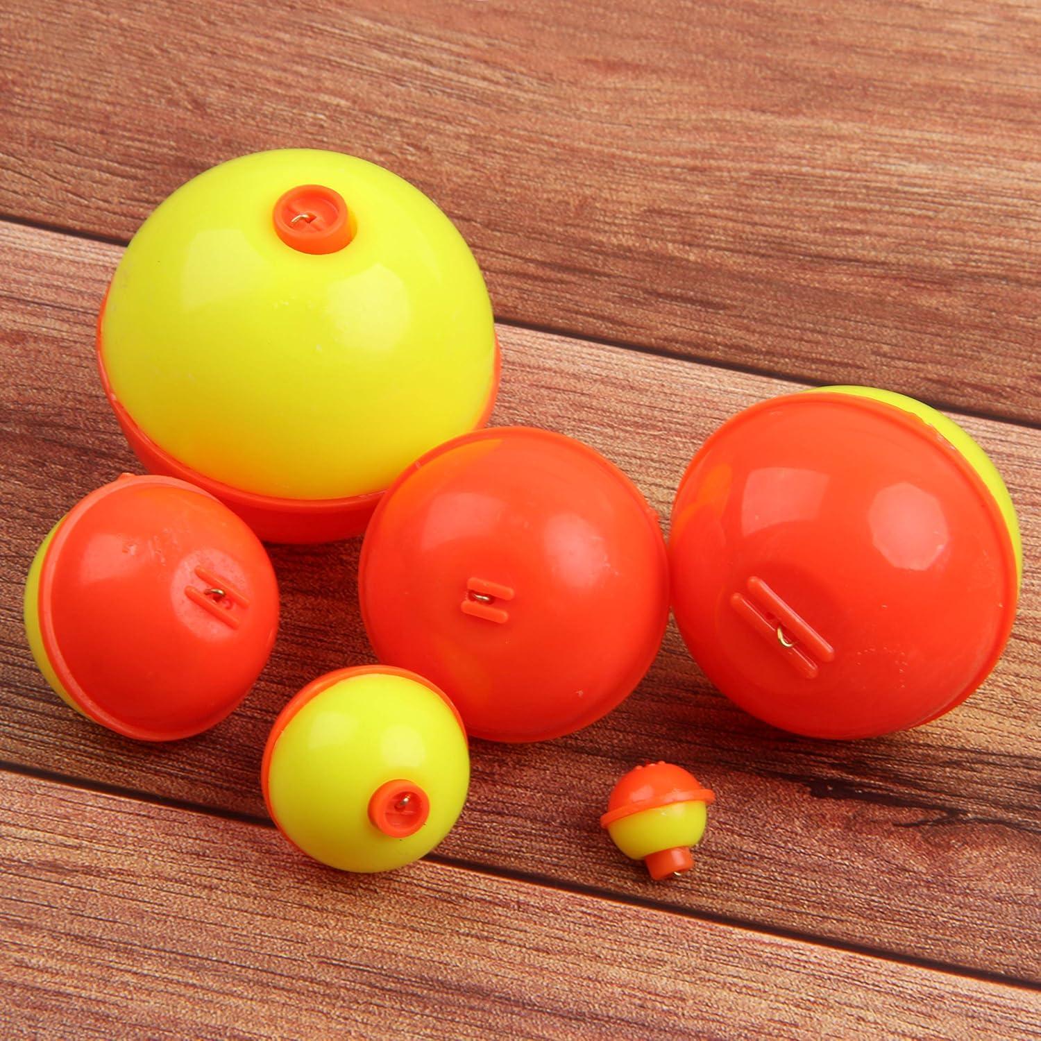 imageOROOTL Fishing Bobbers Floats Hard ABS Round Floats Snapon Bobbers for Fishing Crappie Panfish Walleyes OrangeYellow 05 075 1 125 15 2 inch15inch30pcs