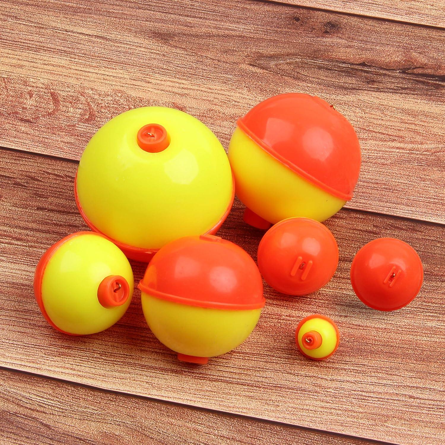 imageOROOTL Fishing Bobbers Floats Hard ABS Round Floats Snapon Bobbers for Fishing Crappie Panfish Walleyes OrangeYellow 05 075 1 125 15 2 inch1inch50pcs