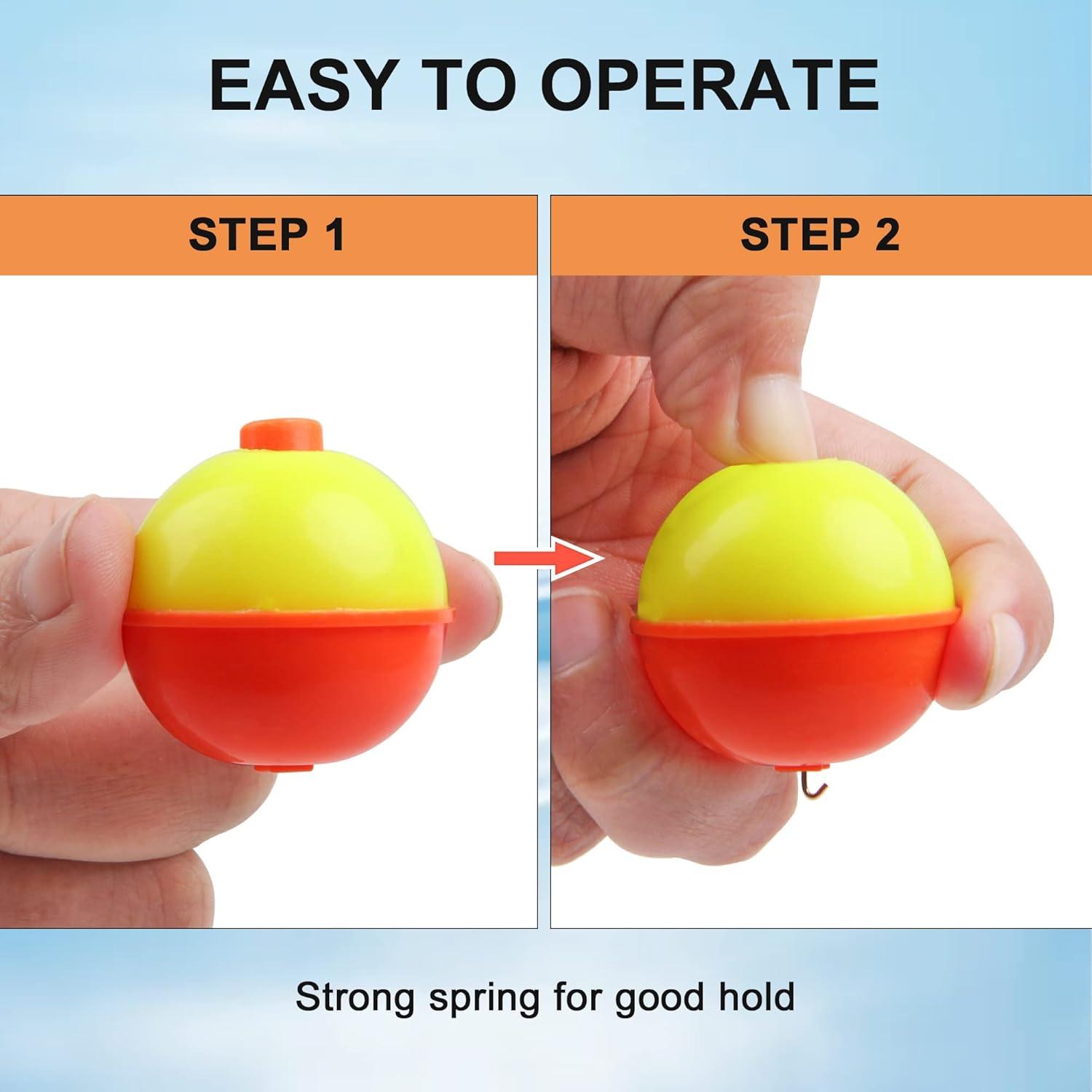 imageOROOTL Fishing Bobbers Floats Hard ABS Round Floats Snapon Bobbers for Fishing Crappie Panfish Walleyes OrangeYellow 05 075 1 125 15 2 inch1inch50pcs