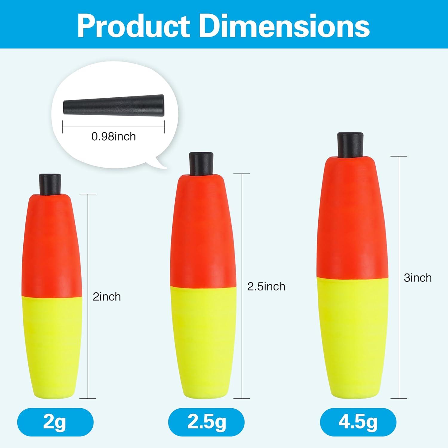 imageOROOTL Fishing Bobbers Floats for Catfish Peg Floats for Catfishing Cigar Foam Slip Fishing Bobbers for Santee Rig Catfish Freshwater Saltwater 2in 25in 3inRed Yellow30pcs